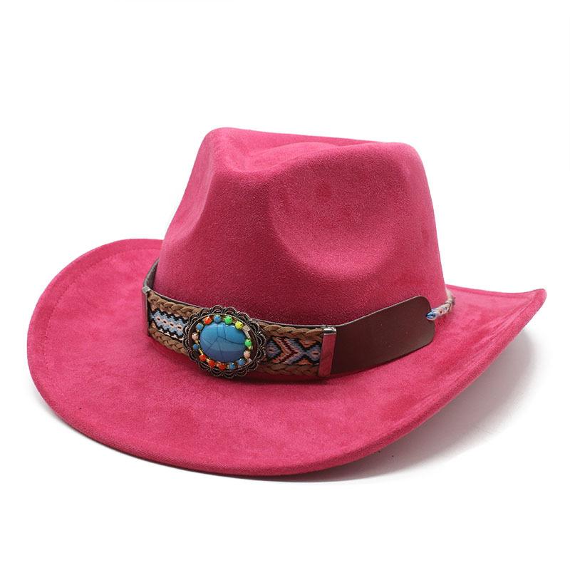 Western Cowboy Hat Men'S Casual Versatile Retro Black Suede Top Hat Female Jazz Hat