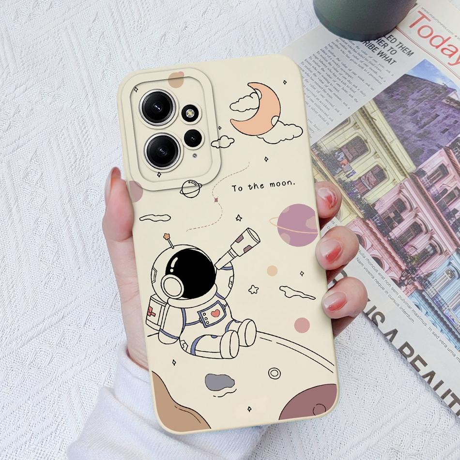 Чехлы Для Xiaomi Redmi Note 12 12S 4G 5G Милый Узорчатый Жидкий Силикон Ударопрочный Задняя Крышка Для Redmi Note 12 S Чехол Бампер