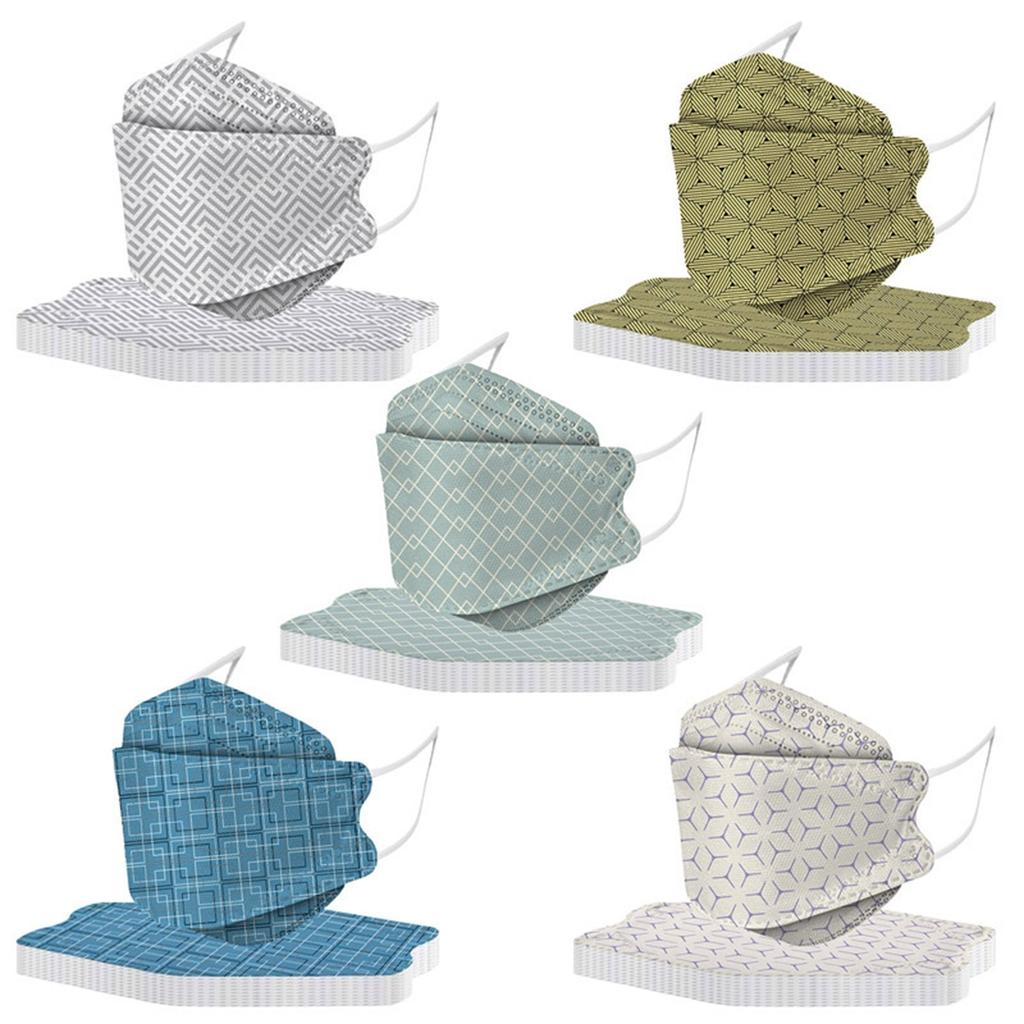 Трехмерная маска для взрослых KF-94, четырехслойная защитная маска с геометрическим принтом, изготовленная методом расплавления, 4D-маска с антипригарным покрытием для губ