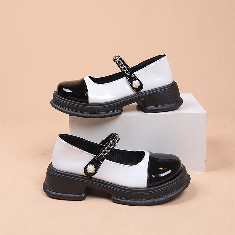 Новые маленькие кожаные туфли на толстой подошве с круглым носком, женские одинарные туфли на толстом каблуке с подошвой Matsutake по цвету