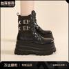 Platform Boots Women's Martin Boots 2025cos New Flat-soled Heightening Shoes V Women's Thin Locomotive Muffin Platform Women's Short Boots