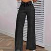 Women's Hollow Belt Trousers Temperament  Flared Trousers High Waist Casual Wide Leg Pants
