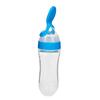 90ml Silicone Baby Toddler Feeding Bottle with Spoon Fresh Food Cereal Squeeze FeederBlue