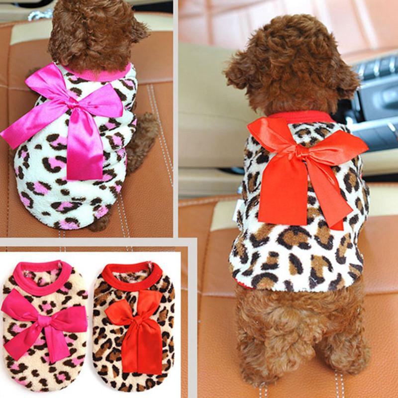 Adorable Coral Fleece Puppy Clothes With Leopard Print For Fall And Winter Celebrations
