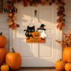 Halloween Wooden Door Sign with Hemp Rope Lanyard, Pumpkin Ghost Printed Hanging Cute Front Plaque Plaque, Wall Art for Porch Party Solid Wood Festive
