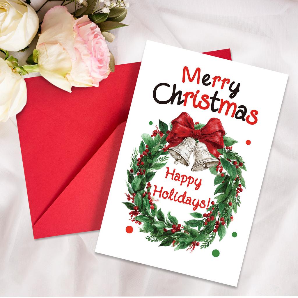 10PCS Christmas Greeting Cards Set with Envelopes, Cartoon Hand-drawn Xmas Cards for Holiday Wishes & Gifts
