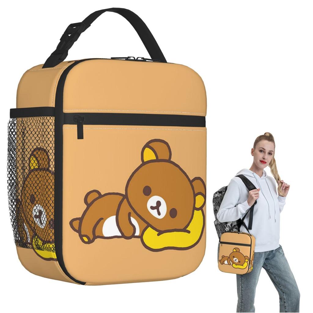 Rilakkuma Insulated Lunch Bag for Women Children Portable Food Boxes Thermal Lunch Box Tote