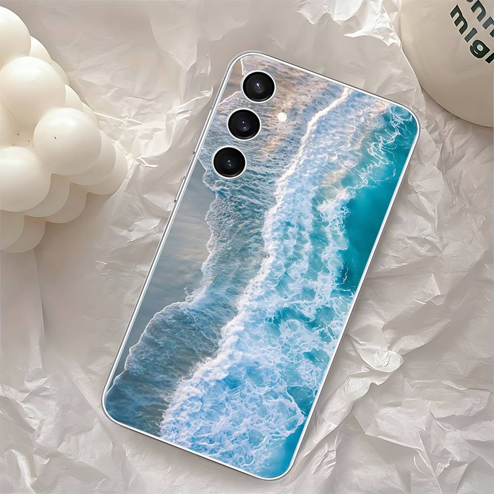 Чехол для телефона с живописным пляжем для Samsung Galaxy S25 S24 S23 S22 S21 FE Ultra Plus A32 A53 A13 A31 Мягкий чехол