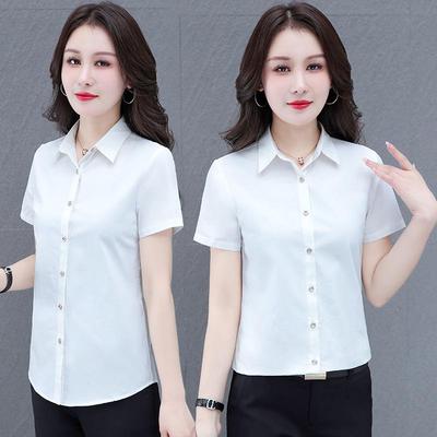 Женская повседневная рубашка средней длины из чистого хлопка - короткий рукав, модный и универсальный летний топ