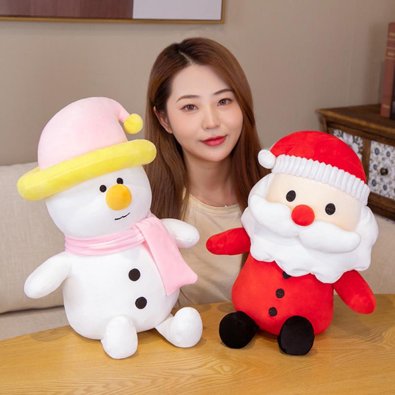 Short Plush Toy Cute Santa Claus Snowman Doll Child Comfort Pillow Christmas Gift For Boys Grils