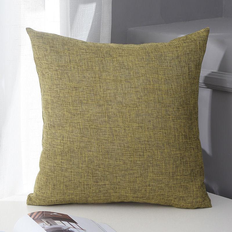 Винтажная Минималистичная Хлопково-Льняная Наволочка Однотонная в Китайском Стиле Бохо Подушка для Дивана Офиса Спальни Поддержка Спины