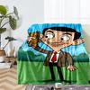Mr Bean Theme Printed Blanket - Perfect for Couch, Bed, Travel & Outdoor Use | Machine Washable, Cozy & Durable.