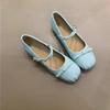 Нежные сказочные туфли Мэри Джейн 2025 года, новые французские туфли сладкого мятно-синего цвета с бантом внутри, увеличивающие рост, вечерние туфли