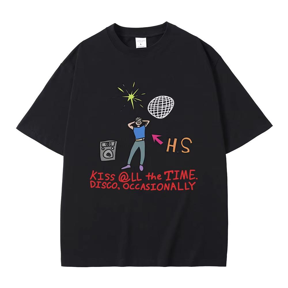 Kiss All The Time Disco Occasionally Album Funny Graphic Tshirt Unisex Women Hip Hop Fashion Casual T Shirt Cartoon Y2k Clothes