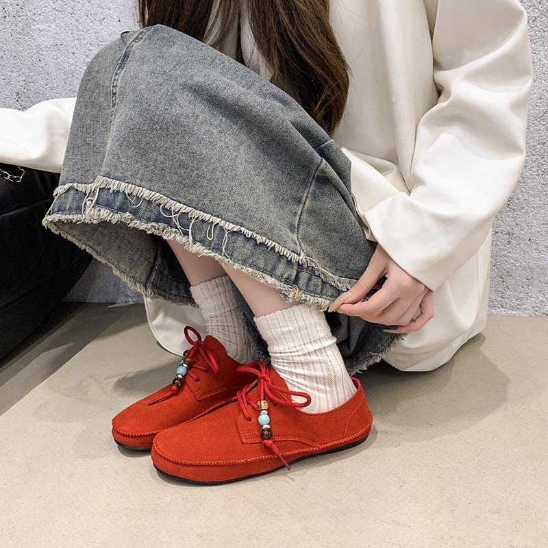 Женские одинарные 2025 Весенне-осенний стиль Нескользящие На шнуровке Легкие Слипоны Лоферы