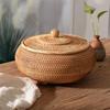 Корзина из ротанговой коробки сплетенная подносом для хранения с крышками для пикников