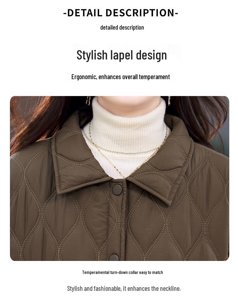 Женское ретро аргайл хлопковое миди зимнее пальто - Свободная повседневная куртка с лацканами