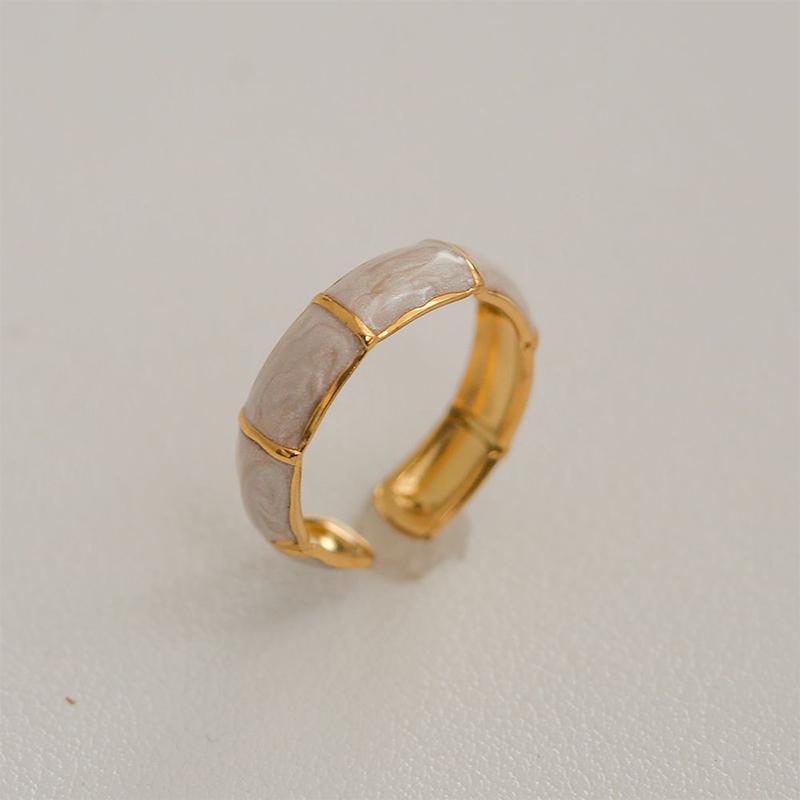 Stainless Steel French White Enamel Rings For Women Drip Glaze Romantic Elegent Girl Ring Daily Wear Sweet Y2K Jewelry No Fading