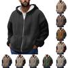 Men'S Winter Zipper Hooded Fleece Sweatshirt With Patch Pocket Casual Jacket