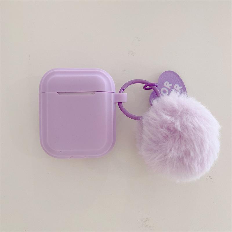 Simple furball heart case suitable for AirPods 1st Gen 2nd Gen 1st Gen Pro 1 Apple Bluetooth earphone case for women
