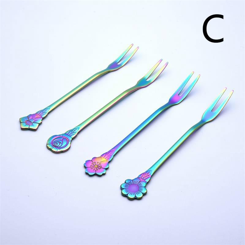 Kitchen Small Tools Creative Flowers Stainless Steel Fruit Fork Flower Handle New Fruit Forks Bento Items