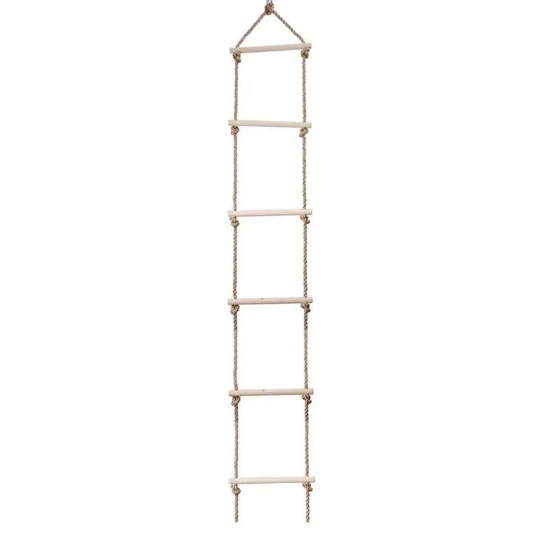 Детские активные игрушки для лазания Деревянная веревочная лестница 5 уровней используется как аксессуар для качелей Подходит для уличной игровой площадки, для внутреннего двора