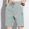 Summer Men's Casual Shorts Elastic Drawstring Waist Straight Wide Leg Shorts Pockets Ice Silk Solid Color Sport Shorts