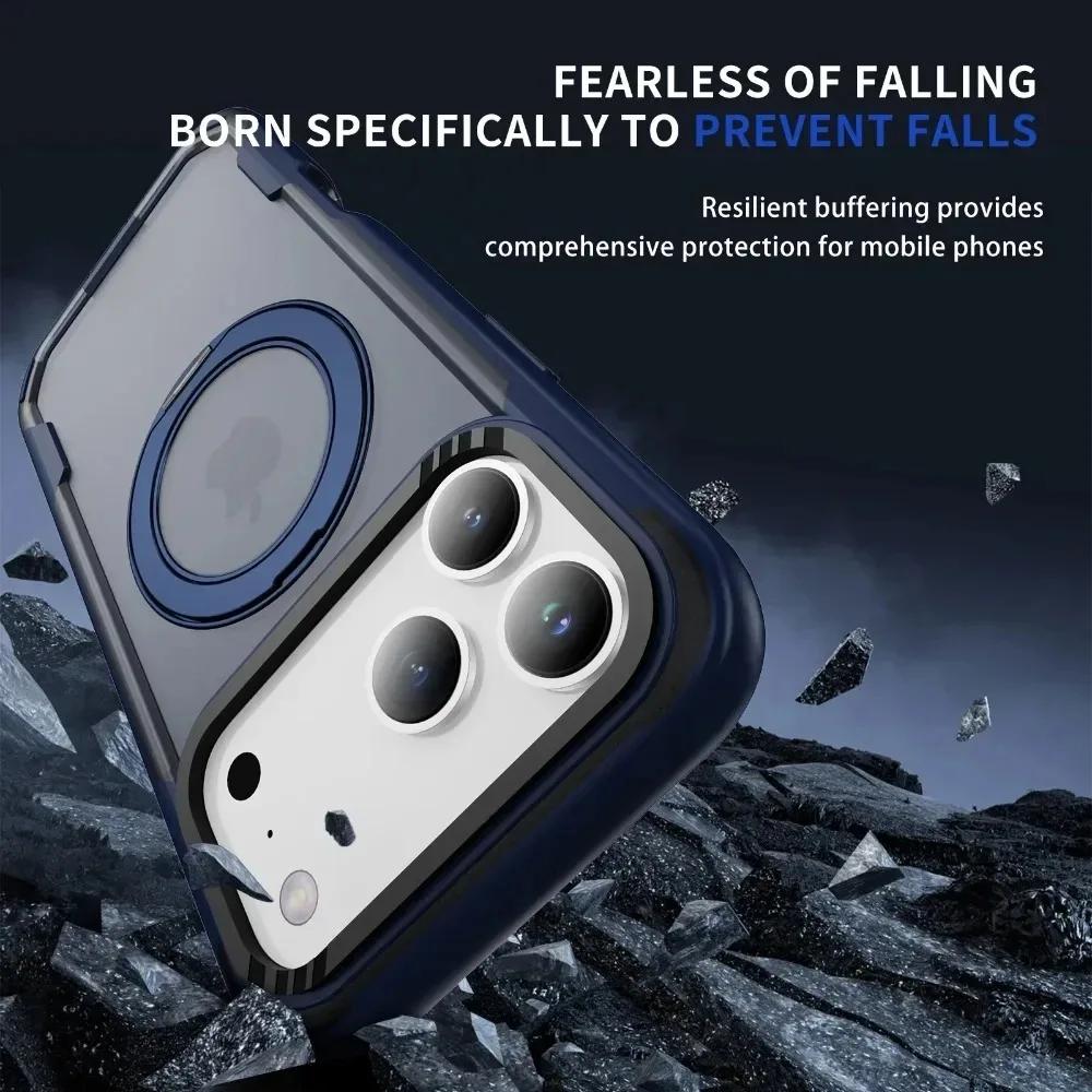 2-IN-1 Rugged Armor Wireless Charge Case For iPhone 17 Air 16E 15 14 Plus 13 12 11 Pro Max Metal Magnetic Holder Anti-Fall Cover