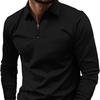 Мужской летний топ на молнии с отложным воротником и длинными рукавами, пуловер, приталенный однотонный, мягкий, дышащий, впитывающий пот, мужская повседневная рубашка