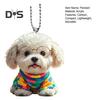 Cute Puppy Pendant Car Mirror Hanging Ornament Acrylic Dog Keychain Christmas Tree Decor Backpack Charm Gift for Women Girls