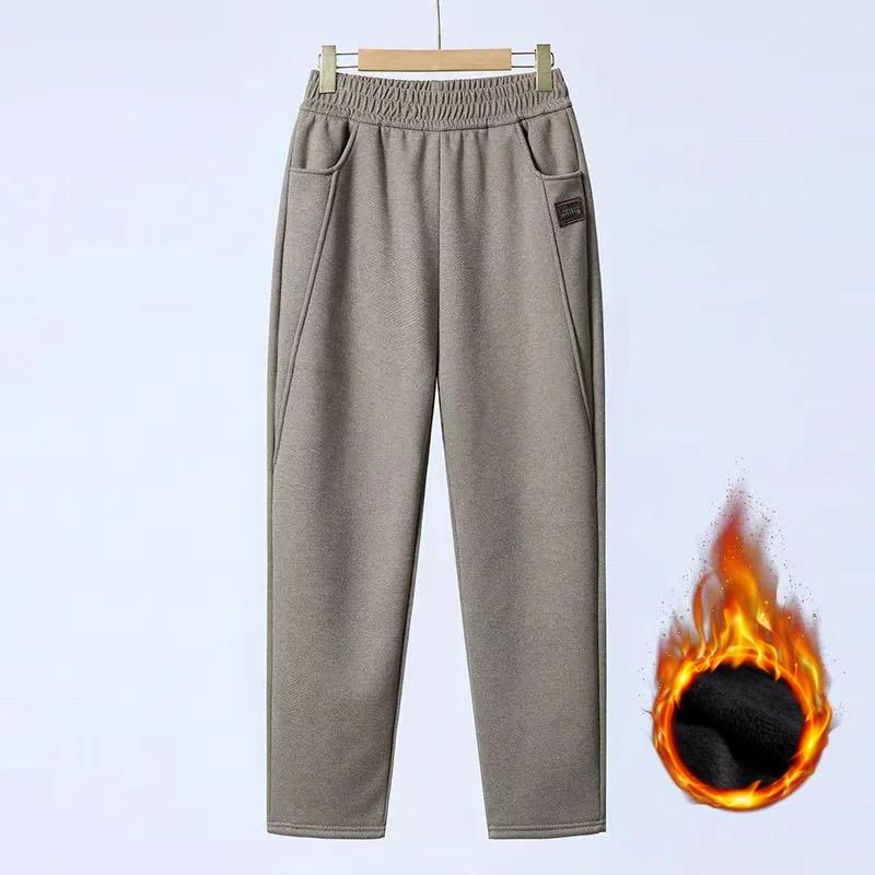 Брюки с эластичной талией для мам, осенне-зимняя верхняя одежда из бархата, повседневные брюки с плотной вставкой, женские теплые шаровары