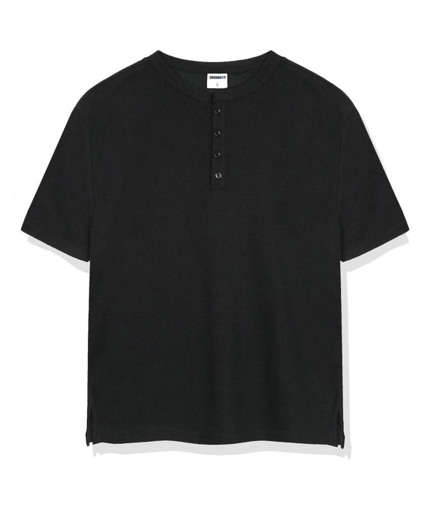 Мужская футболка-henley с коротким рукавом и воротником-стойкой Keuloseudas, имитация вафли, 3 цвета [Crsr_0001]