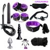 Bed Bondage Set For Adult Games Erotic PU Leather Kits Handcuffs Whip Gag Anal Nipple Clamps Rope Sex Toys Women Couple