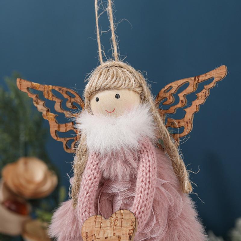 1 шт. подвесное украшение на рождественскую елку с деревянными полыми крыльями рождественская кукла-ангел