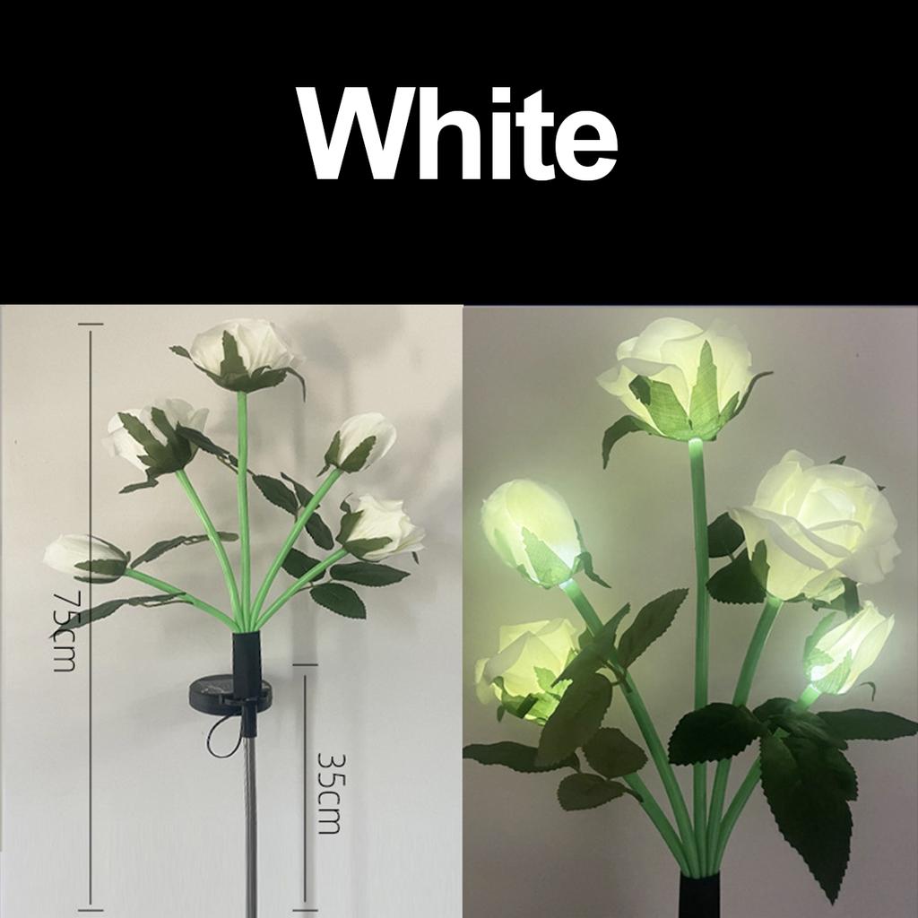 5 Heads Solar Light Yard Lights Outdoor Garden Lighting For Fence White Fence Flowers Roses Flower Lamp Flood Patio Pathway Blue
