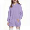 Children's Fashion Solid Color Long Sleeved Hooded Sweatshirt Girls' Mid Length Hoodie Top