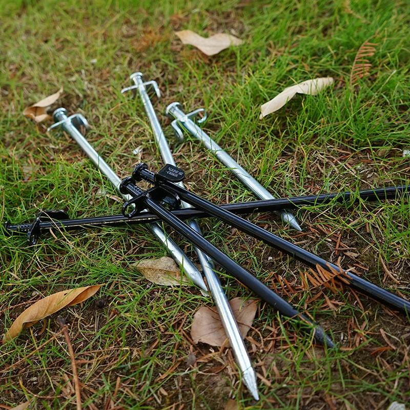 Heavy Duty Steel Tent Pegs 20cm Black Camping Beach Snow Outdoor Shelter Anchoring