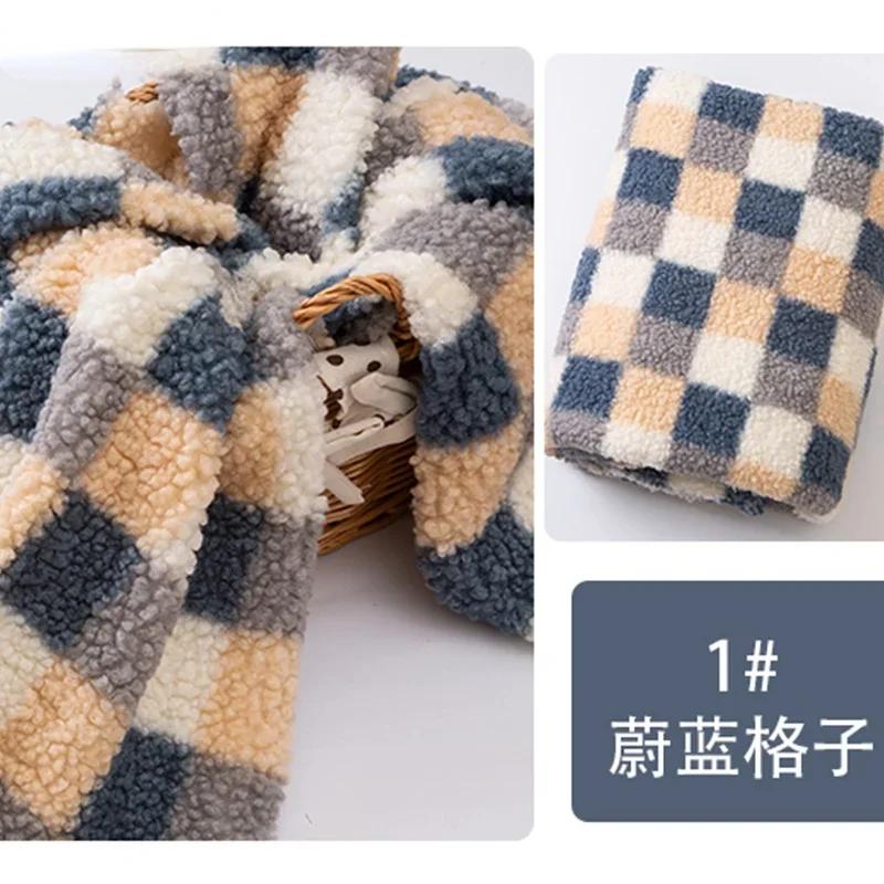 Большая Клетка Плюш из Овечьей Шерсти Имитация Кашемира Ткань для Одеял Кукол Зимних Теплых Пальто Рукоделие DIY Швейная Ткань