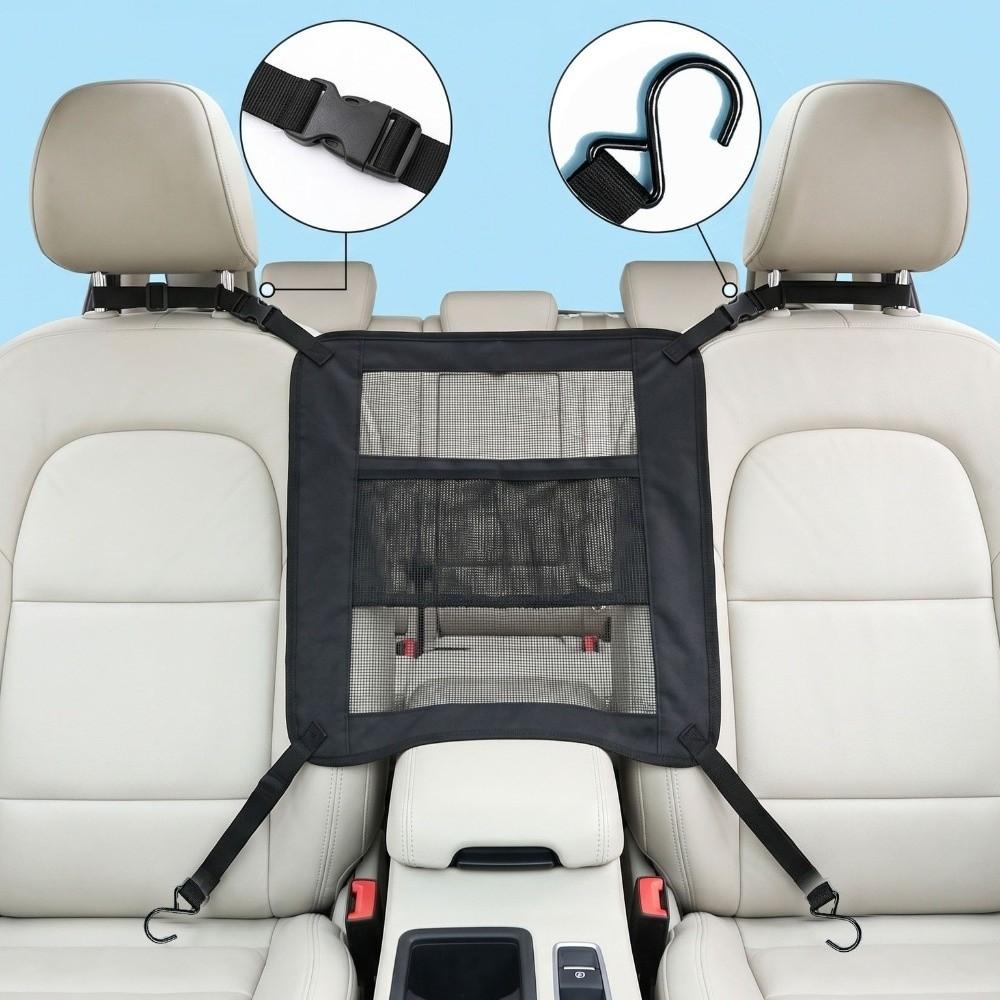 Adjustable Rear Seat Protective Railing Elastic Car Seat Storage Net Pet Restraint