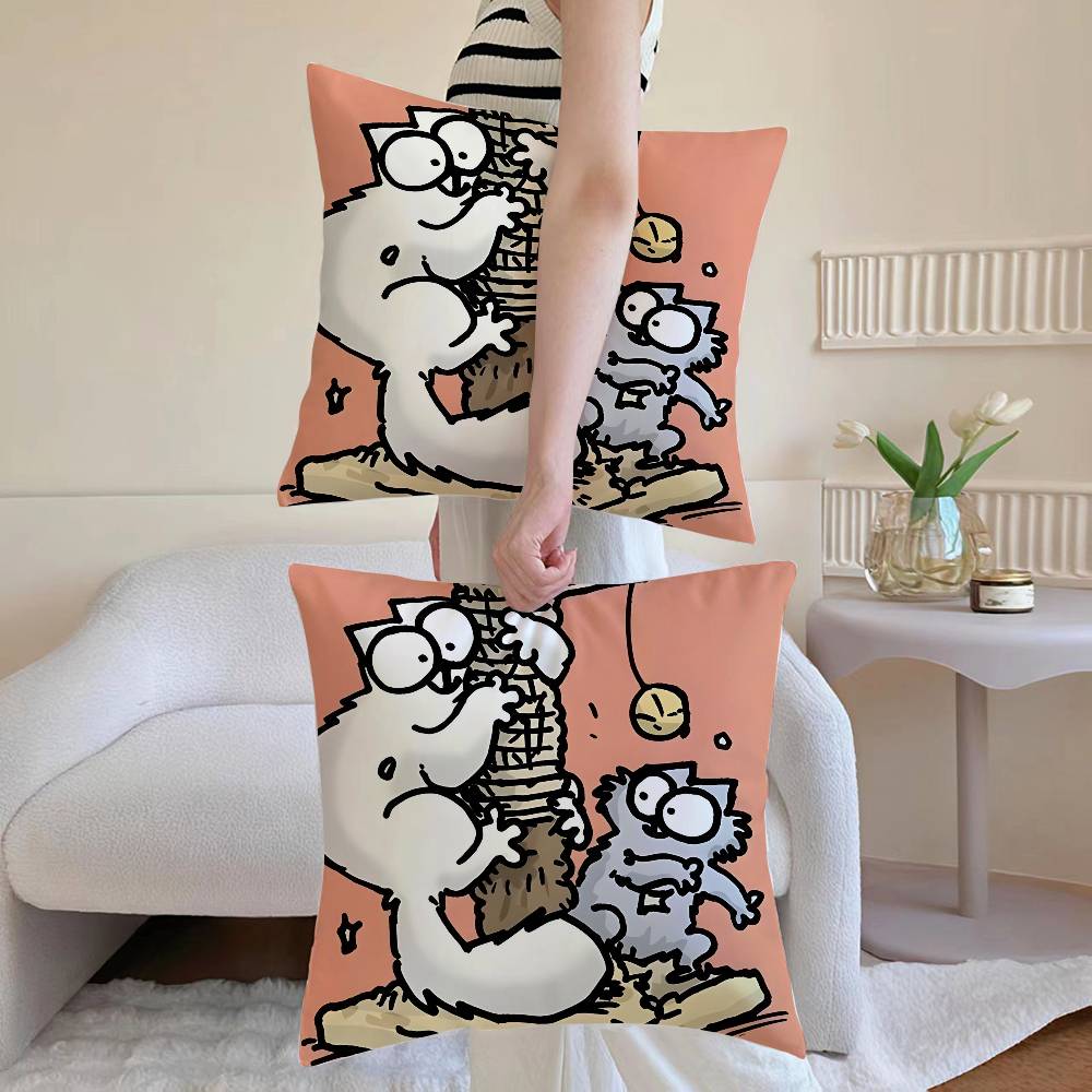 Кавайный чехол для подушки S-Simons Cat B, наволочка, декоративные чехлы для подушек для дивана и гостиной, пылезащитные и защищающие от клещей