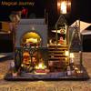 Spilay DIY Wooden Dollhouse Model Castle Building Scenery, Miniature Dollhouse DIY Kit Set for Beginners - (Magic House) + LED Light, Dustproof Cover