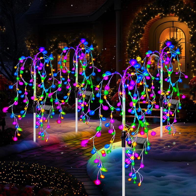 Уличный светодиодный фейерверк Рождественский декор Солнечные огни Водонепроницаемые Садовая вечеринка Сказочные солнечные огни для ландшафта Газон Дорожка Патио