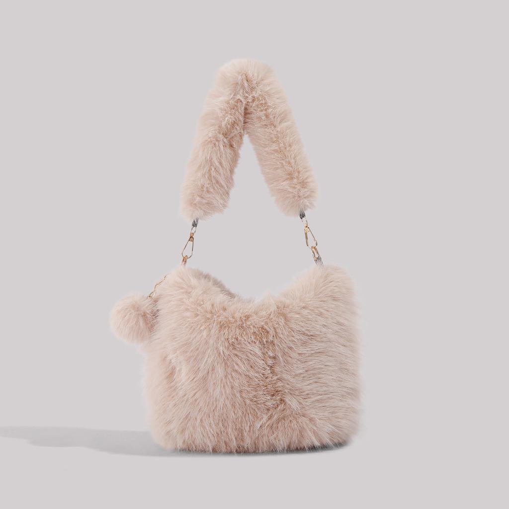 Сумка под мышкой, пушистая сумка, женская, 2025, зима, новая, нишевая, модная, сумочка, на одно плечо, ленивая плюшевая сумка