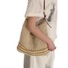 Mori Hollow Woven Bag Female, Lazy Wind Ins Korean Literary Tote Bag Beaded Large-capacity Shoulder Straw Bag