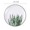 Nordic Creative Round Green Plants Porcelain Dinner Plate 8 Inch Tableware Ceramic Dessert Steak Plate Dinnerware Cake Dish