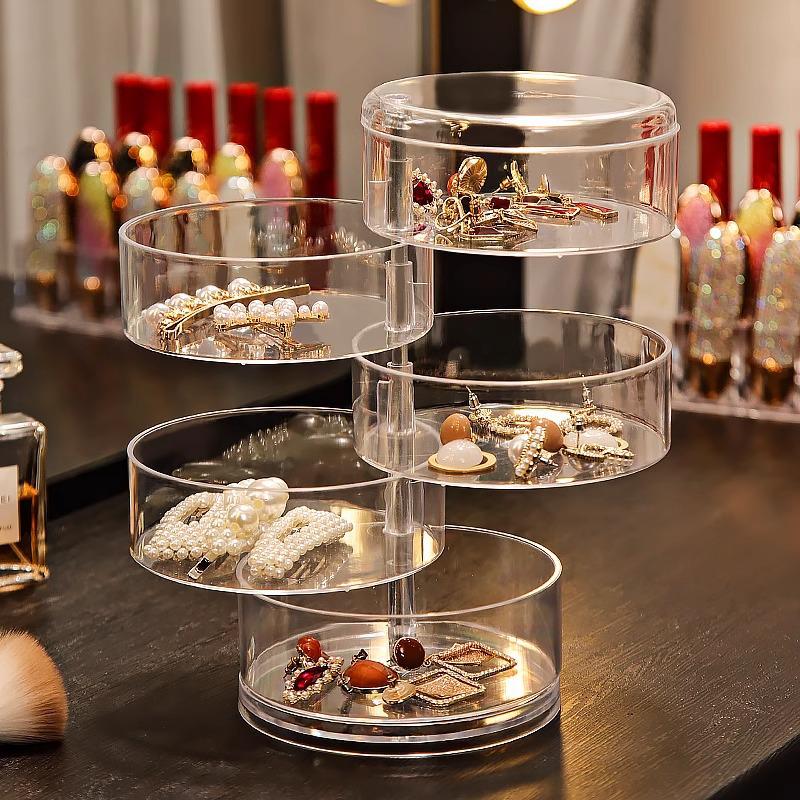 Прозрачный акриловый вращающийся органайзер для косметики и украшений