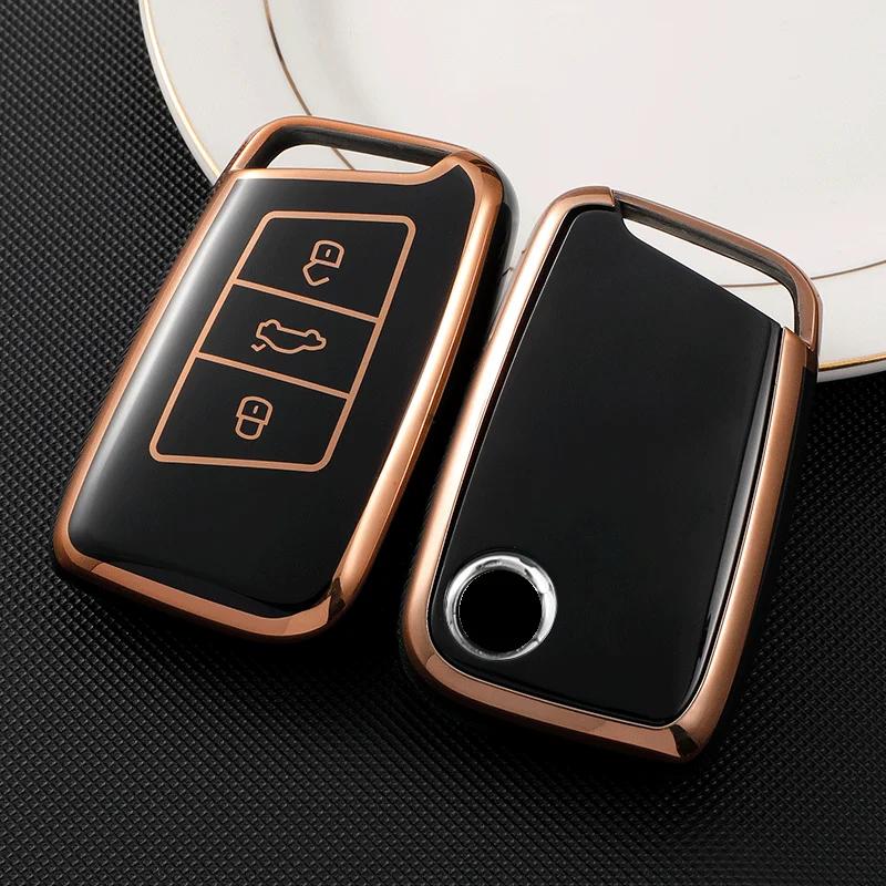 Soft TPU Car Remote Key Case Cover Shell For VW Volkswagen Passat B8 Magotan For Skoda Kodiaq Superb A7 Smart Keyless