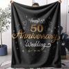 Happy Anniversary Throw Soft Flannel AC Blanket Lightweight Summer Nap Throw Cozy  Blanket for Sofa Bed Travel Home