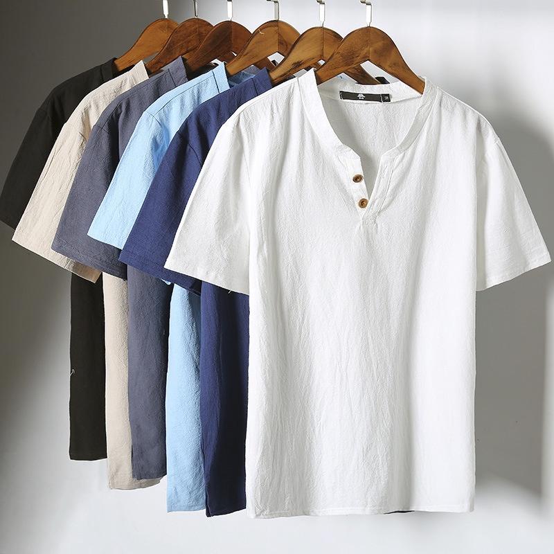 Exquisite 2018 Summer Japanese Linen Short-sleeved T-shirt For Men With Retro Appeal