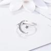 New Fashion Exquisite Temperament 925 Sterling Silver Jewelry Not Allergic Moon And Star Crystal Opening Rings R223